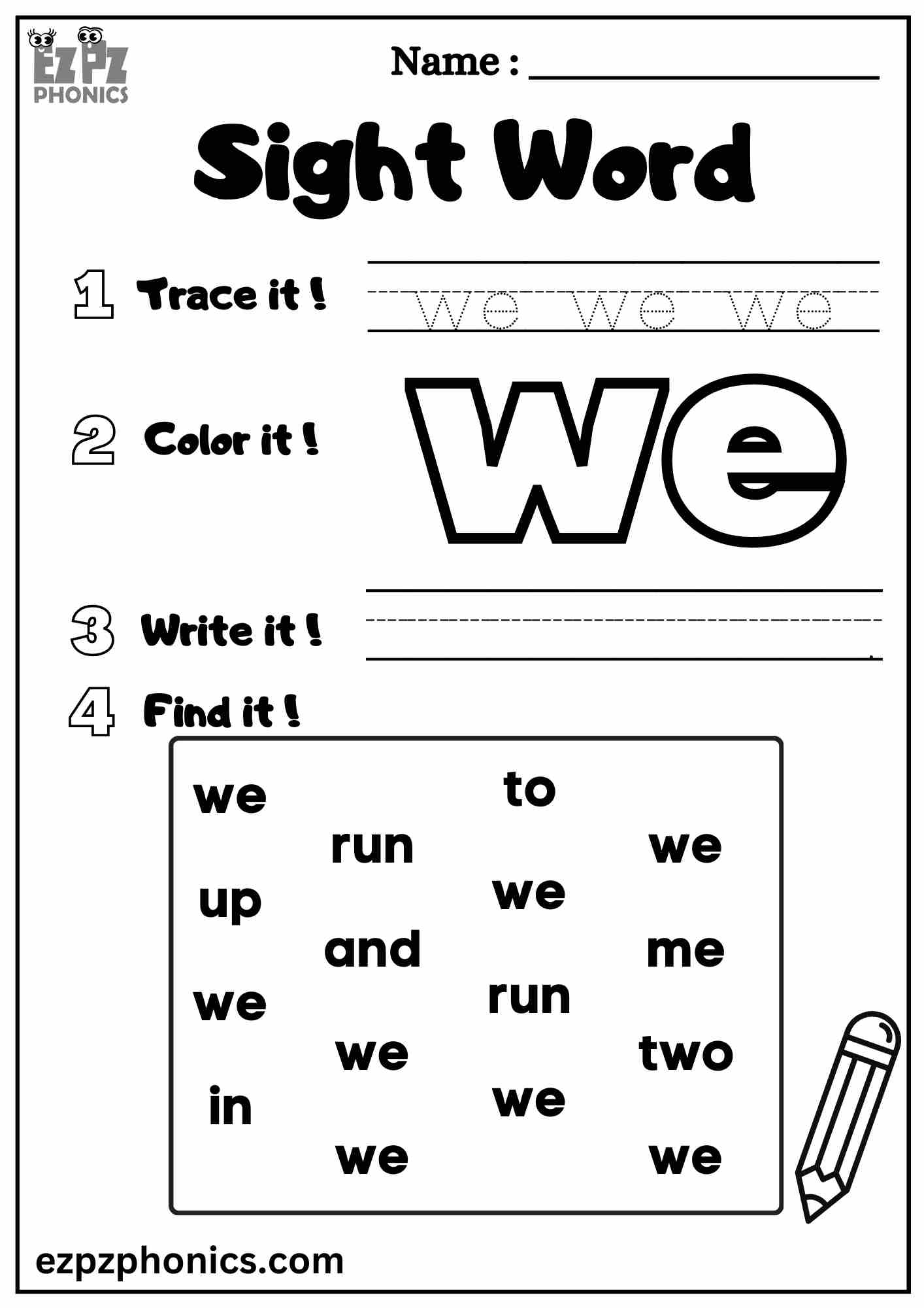 kindergarten worksheets sight words