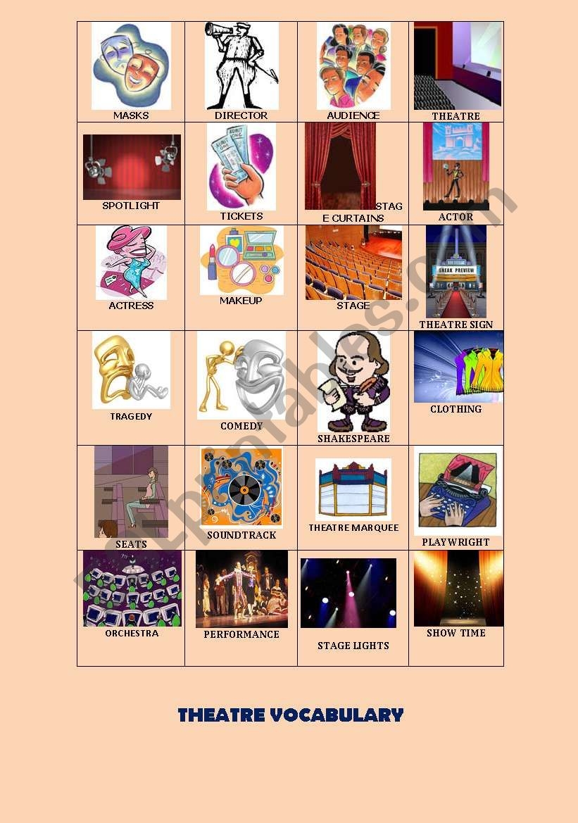 theatre vocab worksheet