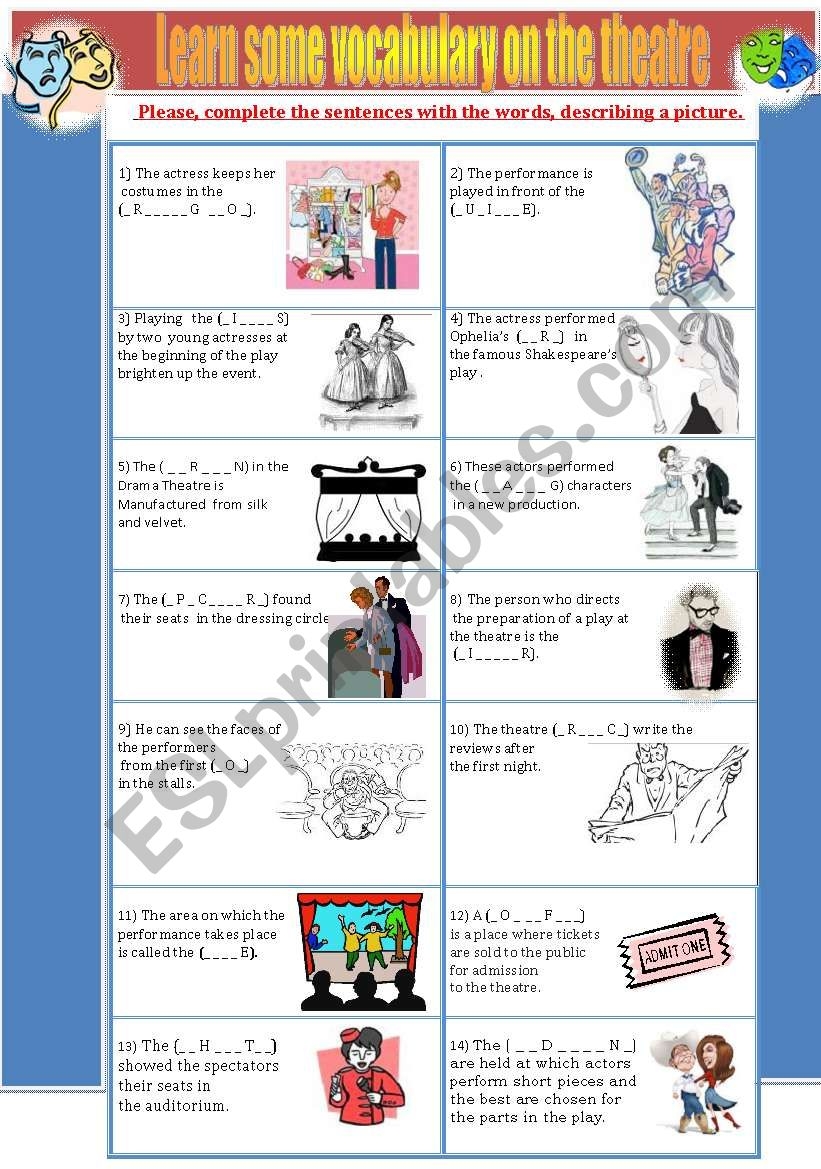 Theatre Vocabulary ESL Worksheet By Savvinka