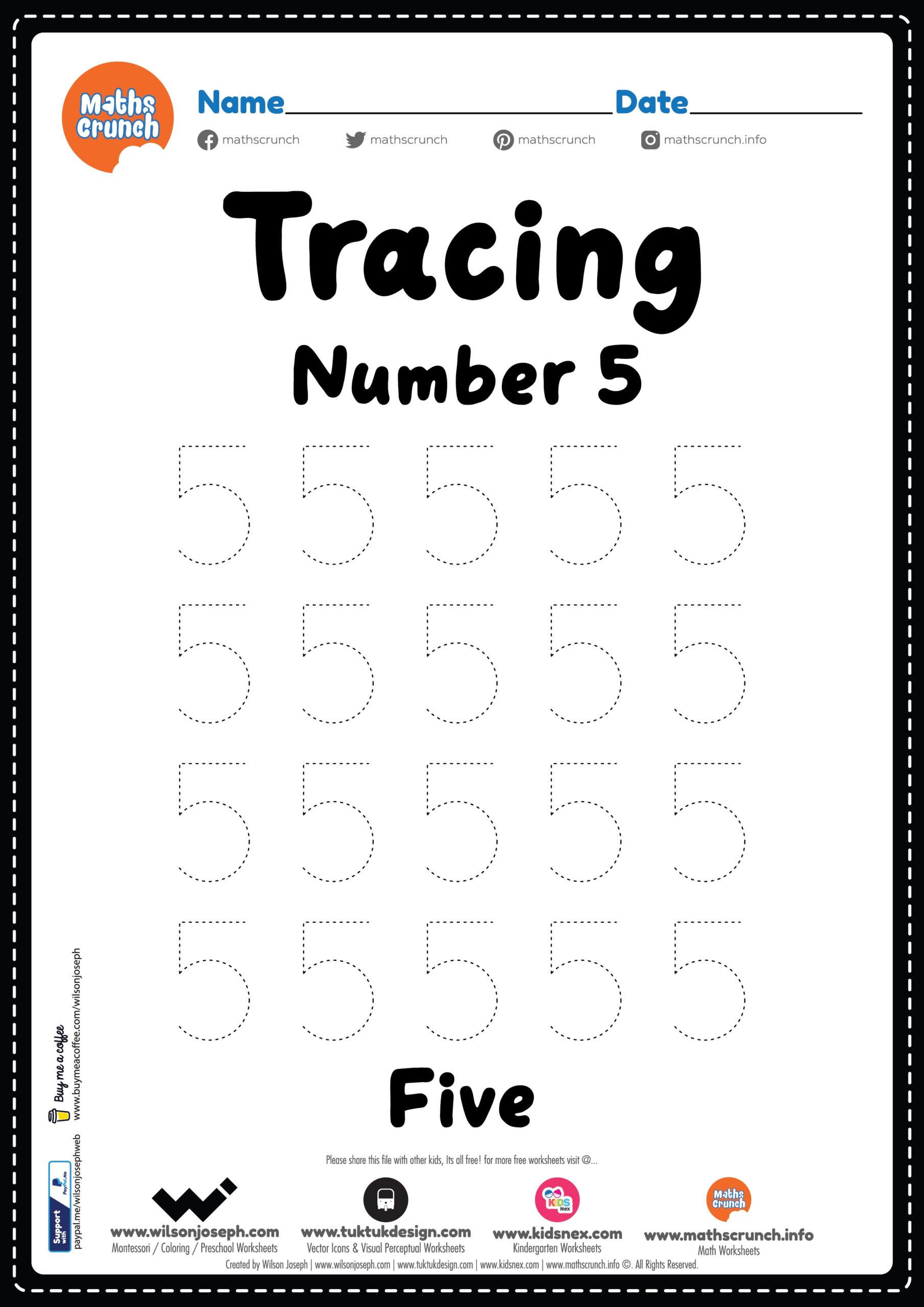 number 5 worksheets
