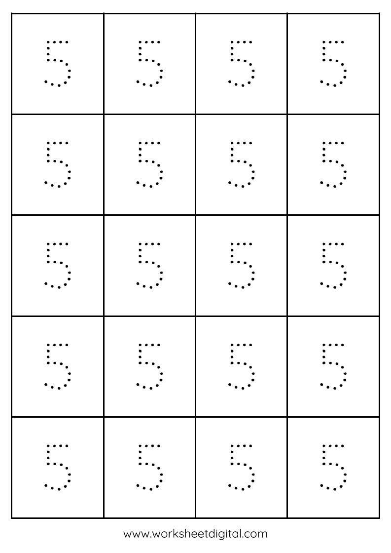 Tracing Number 5 Worksheet Digital 1 Teacher Made Resources