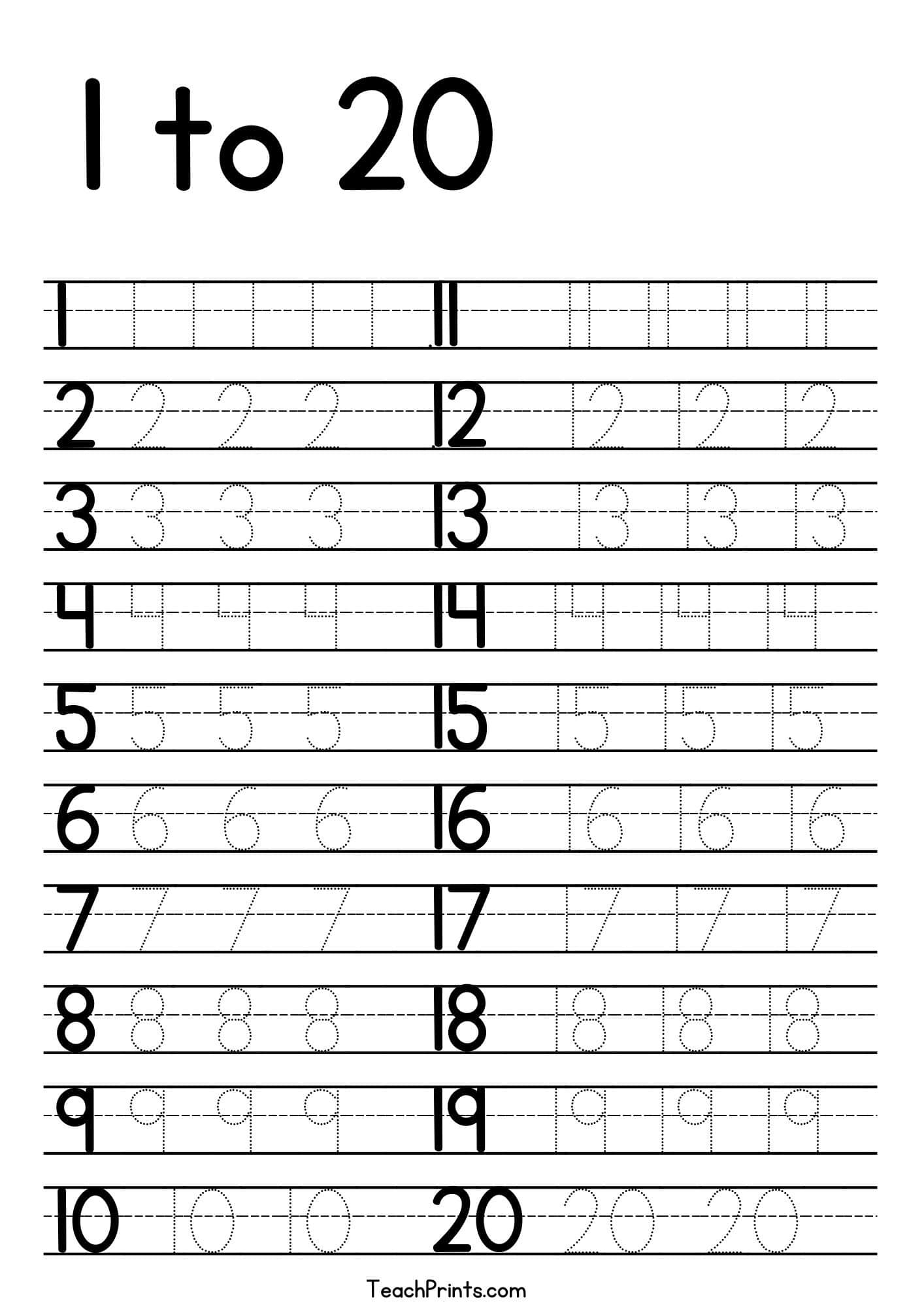 trace numbers worksheet