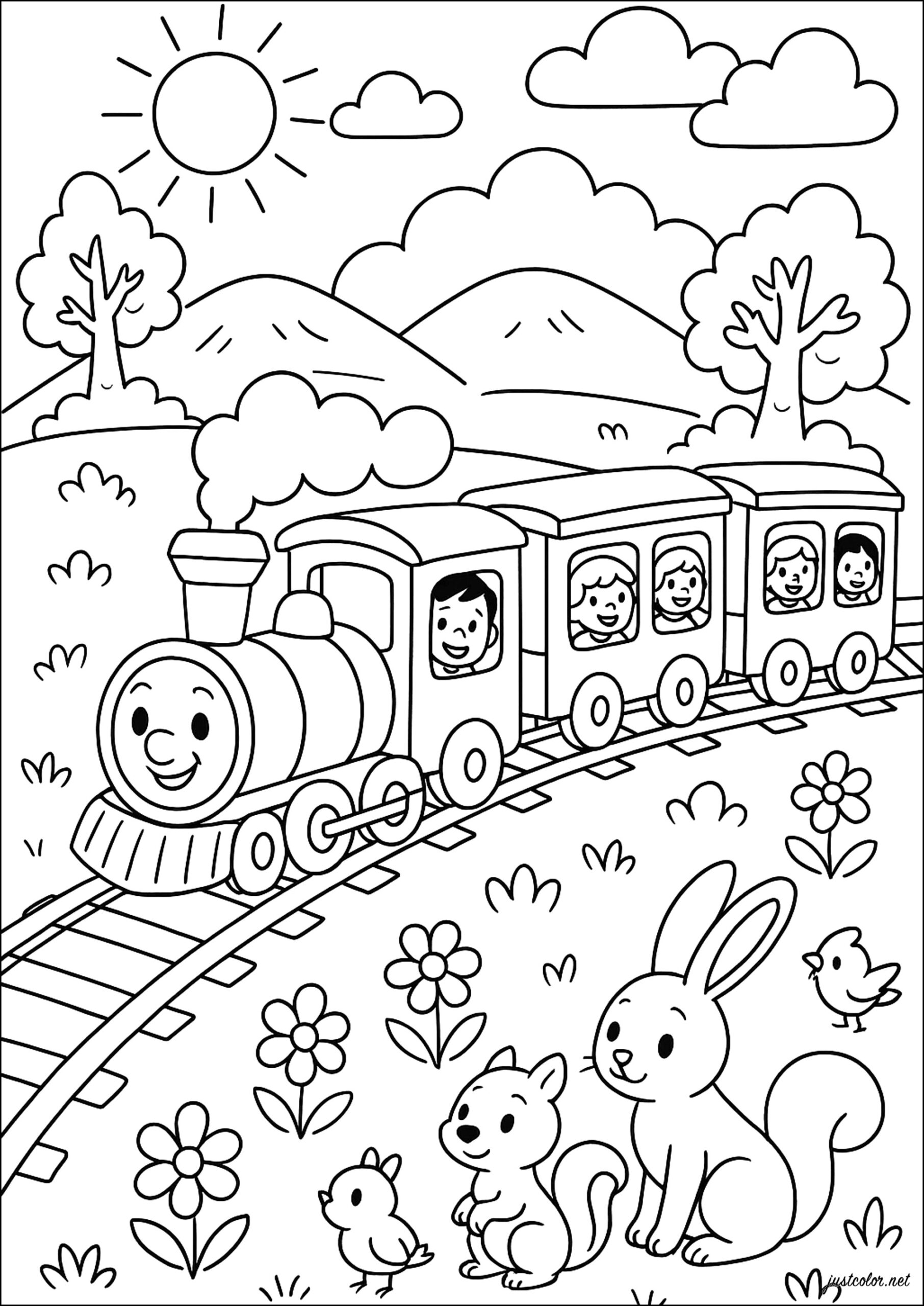 Train Travel With Friends Transport Coloring Pages Train Travel With Friends Transport Coloring Pages