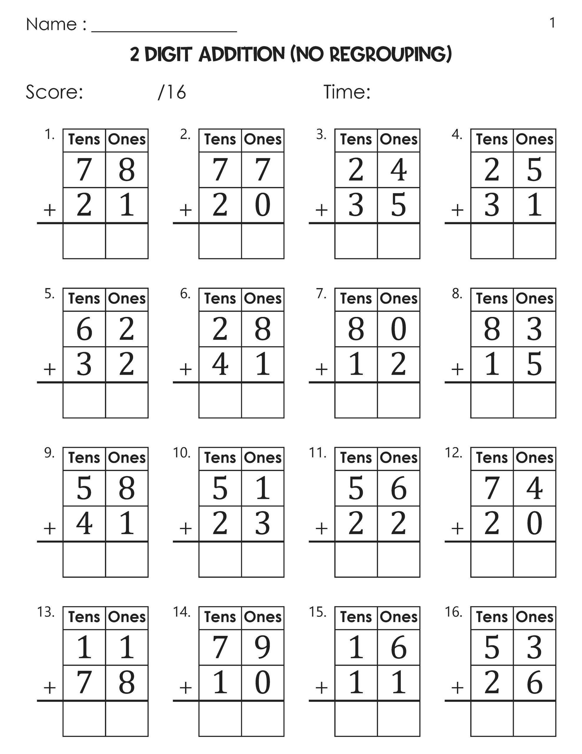 Two Digit Addition With Tens And Ones Without Regrouping Worksheets Etsy Two Digit Addition With Tens And Ones Without Regrouping Worksheets Etsy