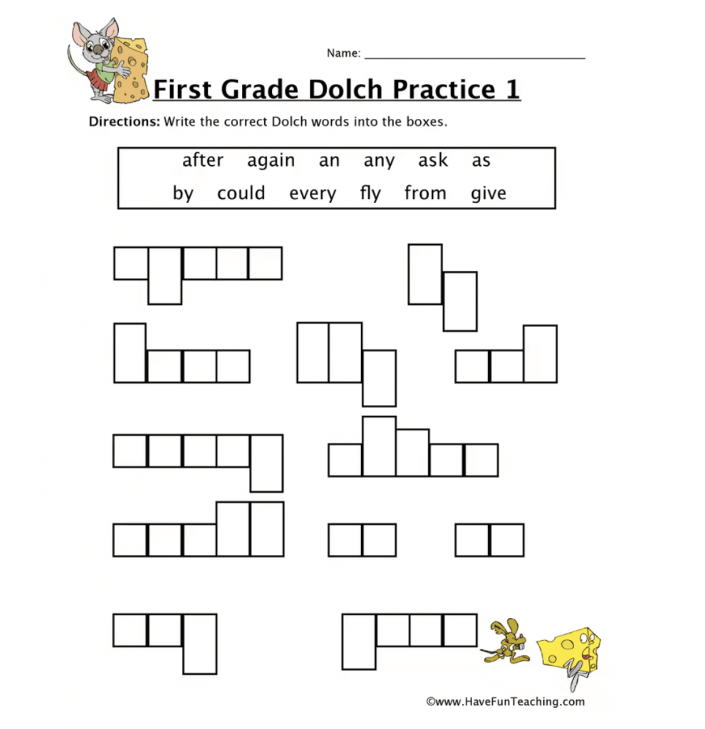 1st grade sight words worksheets