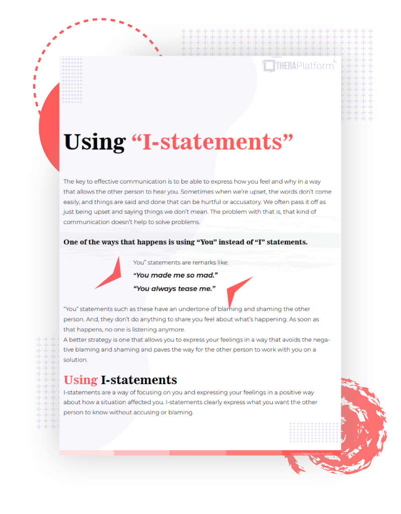 Using I statements Worksheet Using I statements Worksheet