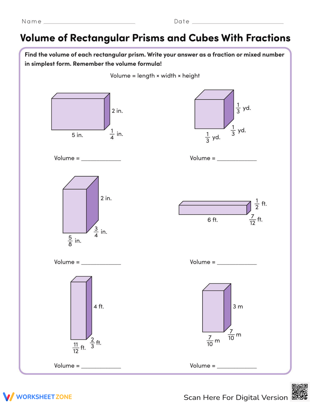volume of rectangular prism worksheet volume of rectangular prism worksheet
