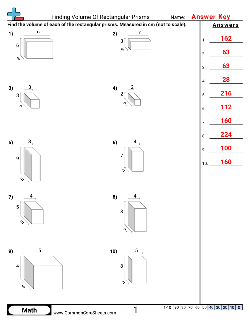 volume worksheets 5th grade