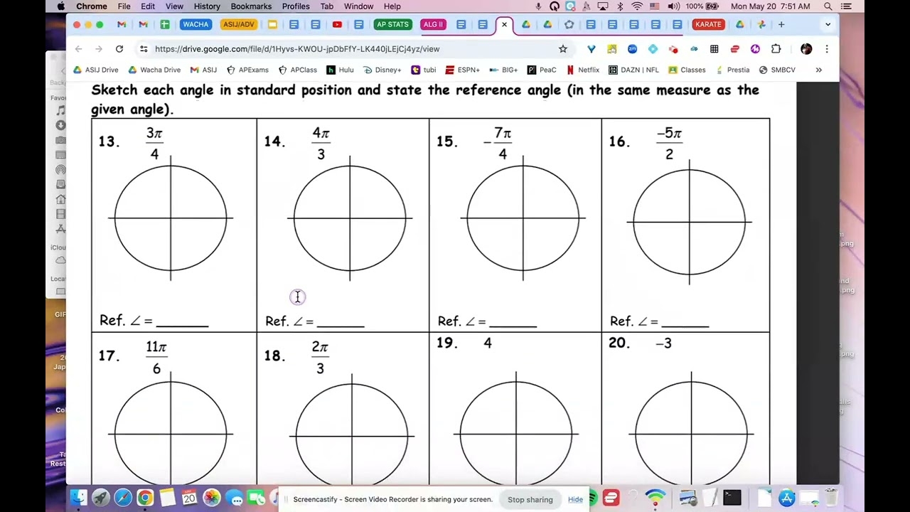 coterminal angles degree and radian worksheet