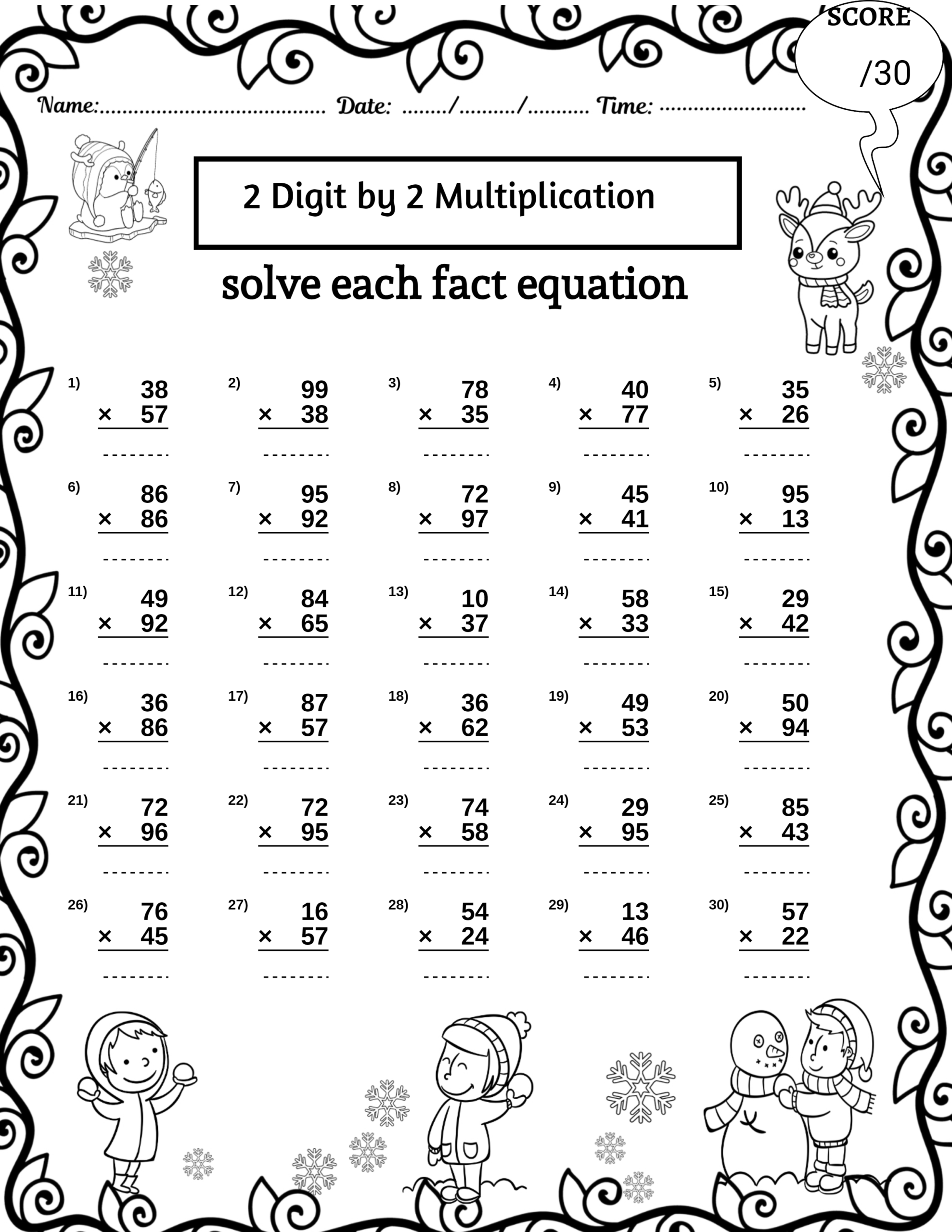multiplication by 2 worksheets
