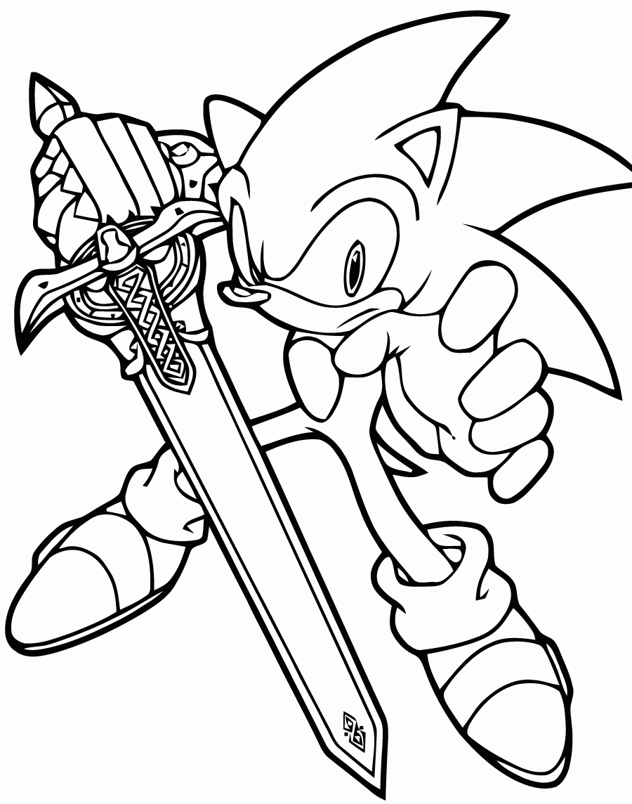With A Sword Sonic Coloring Pages