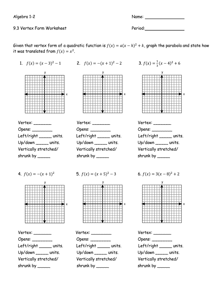 Worksheet Graphing Quadratics From Standard Form Fill Out Sign Online DocHub