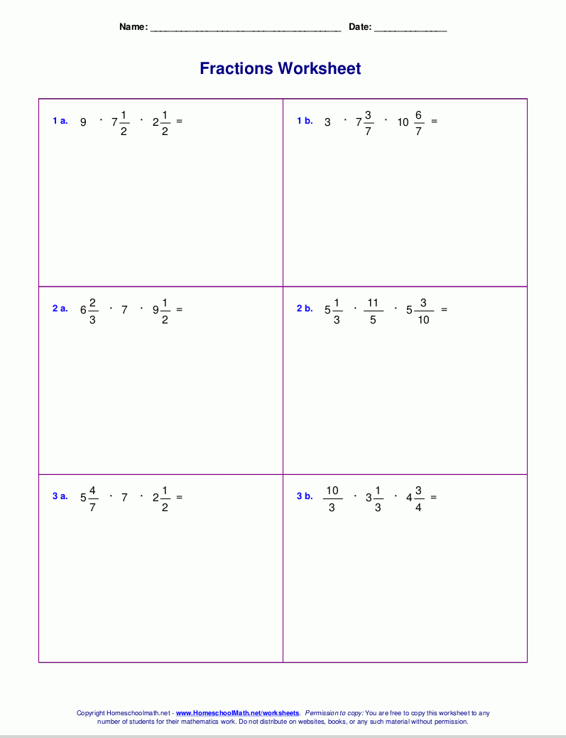 Worksheets For Fraction Multiplication