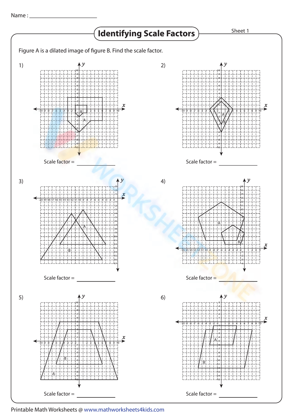 scale factor worksheet